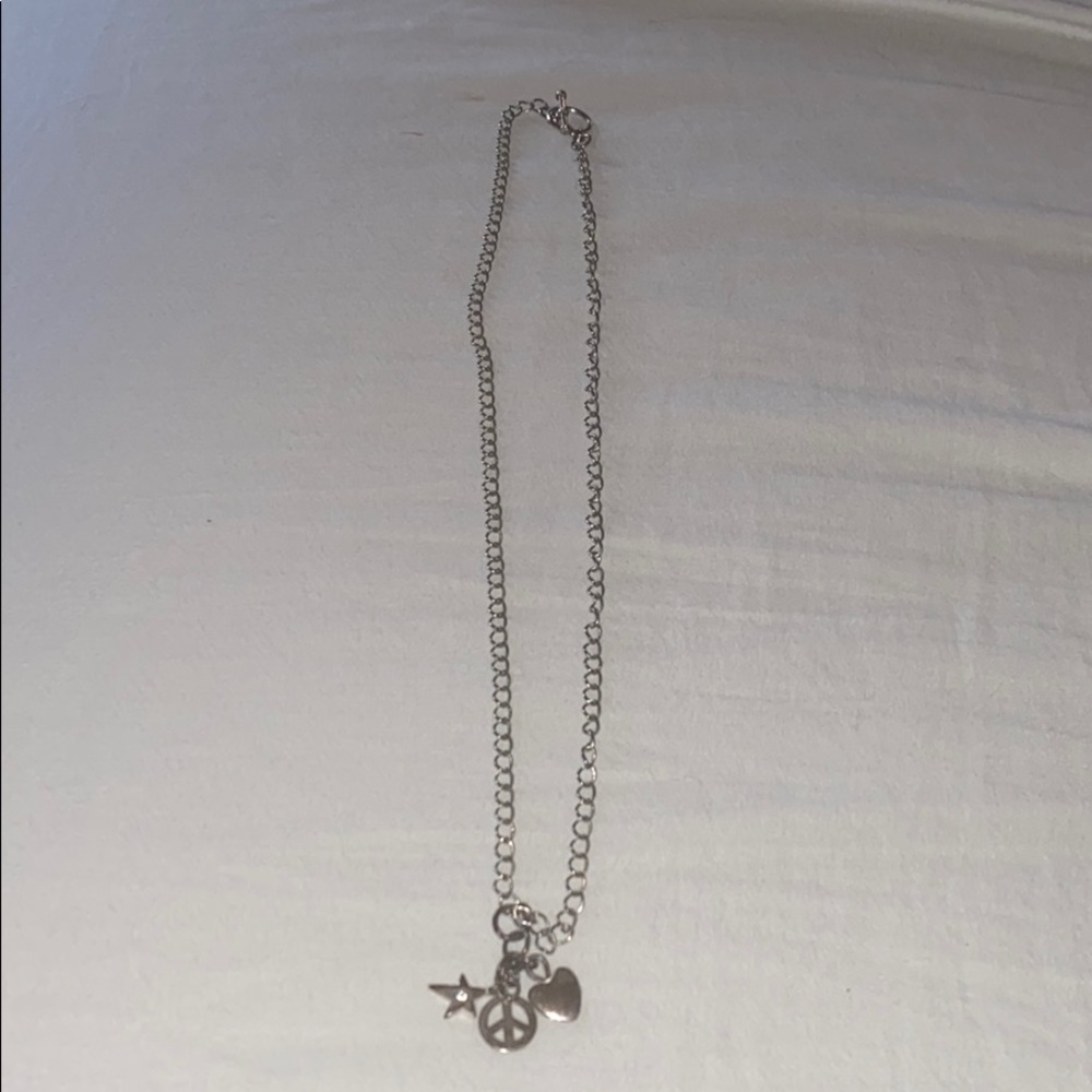 Vintage peace, heart star charm necklace